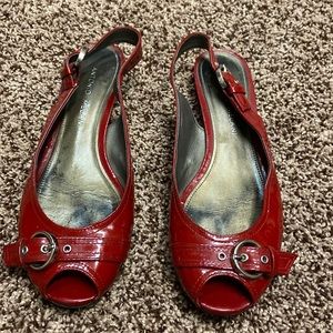 Red peep toe flats Antonio Melani size 6.5